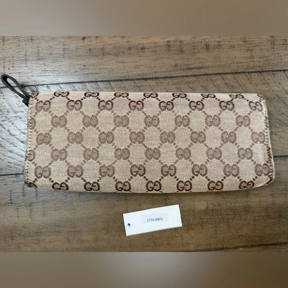 Gucci Wallet Purse Brown Beige Unisex, Vintage - Picture 7 of 12